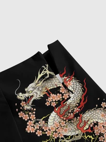 ROMWE Avant New Chinese Style Dragon & Tiger Print Plus Size Skirt - Black - View 3