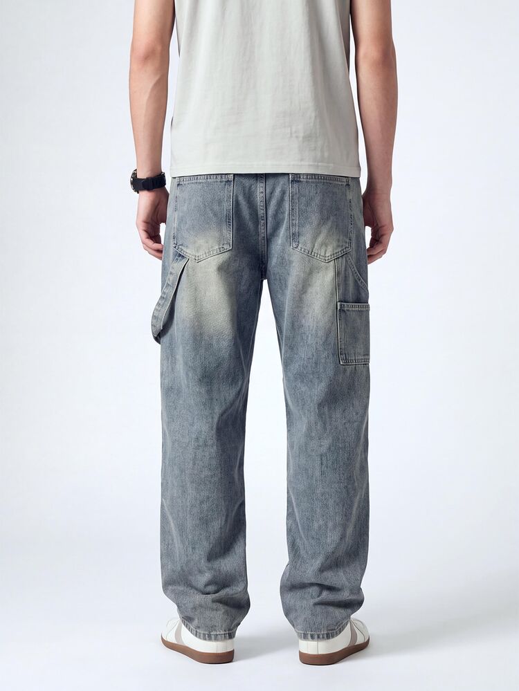 QuarKem Men's Ripped Pocket Casual Denim Jeans, Everyday Wear - Blue - View 2