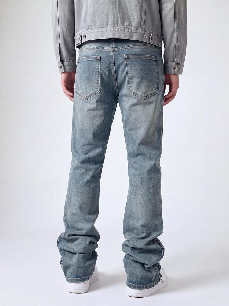 Manfinity Roughcore Men's Casual Jeans With Pockets And Zip Ankle Design Going Out Urban Hang Out Street Vacation - Medium Wash - View 2