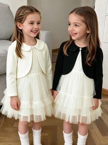 Elladie kids 女童針織外套，休閒可愛開襟衫，適合秋冬返校、戶外、運動與日常穿著，舒適穿搭 - 彩色 - 查看 1