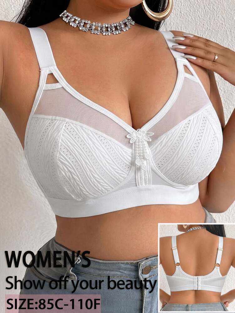 DesireSculpt Plus Size Wireless Bra - White - View 4
