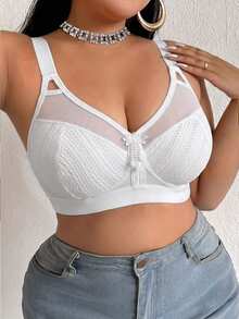 DesireSculpt Plus Size Wireless Bra - White - View 7
