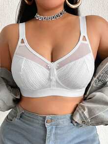 DesireSculpt Plus Size Wireless Bra - White - View 6