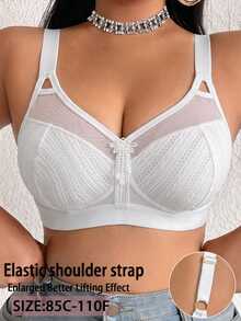 DesireSculpt Plus Size Wireless Bra - White - View 5