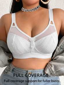 DesireSculpt Plus Size Wireless Bra - White - View 3
