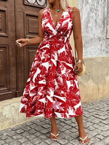 Breezaya Plus Size Women's Printed Dress, Suitable For Spring/Summer, Romantic Fashion, Versatile For Dating, Daily Wear And Commuting - Multicolor - View 1