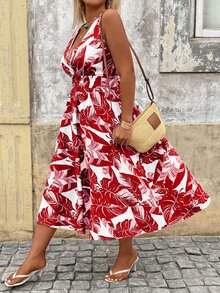 Breezaya Plus Size Women's Printed Dress, Suitable For Spring/Summer, Romantic Fashion, Versatile For Dating, Daily Wear And Commuting - Multicolor - View 4