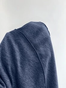 Elamini 性感辣妹復古掛脖V領純色抓皺腰部荷葉邊女款洋裝 - 霧霾藍 - 查看 7