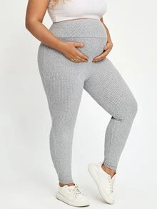 Plussiva 大尺碼孕婦純色可調腰休閒居家長褲 秋季約會產後穿著 性別揭曉 - 灰色 - 查看 3