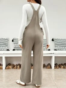 SHEIN Maternity Solid Color Side Knot Casual Maternity Normal Overall Jumpsuit Autumn Dates Loungewear Work - Blue - View 9