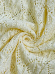 Firerie Plus Size Women's Hollow Design Knit Cardigan Sweater, Versatile Round Neck Jacket Autumn Dates Formal Butter Yellow Elegant Winter - Yellow - View 9