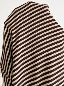 SHEIN Maternity Striped V-Neck Long Sleeve Casual Versatile T-Shirt Fall - Brown - View 7