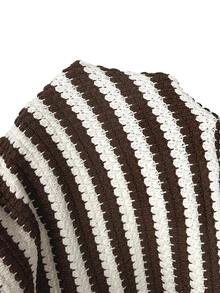 SHEIN Frenchy Plus-Size Women'S Two Pieces Autumn Set: Black White Chocolate Brown Long-Sleeve Crew-Neck Top With Dress,Thanksgiving Birthday Evening Formal Brunch - Brown - View 11