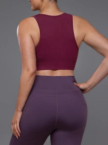 Voyena Tank Top Olahraga Kasual Wanita Ukuran Plus Warna Polos - Burgundy - View 8