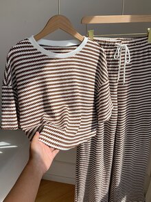 Comfortcana Women's Summer Casual Striped T-Shirt And Pants 2 Pieces Set - Multicolor - View 7