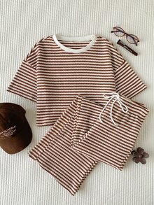 Comfortcana Women's Summer Casual Striped T-Shirt And Pants 2 Pieces Set - Multicolor - View 4