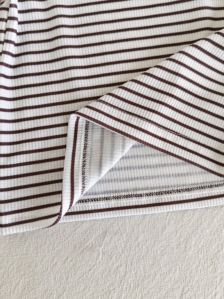 SHEIN 3pcs/Set Girls Pink & White Striped Autumn Cute Graduation Back To School Soft Elastic Solid Color Ruffle Trim Long Sleeve Tops, Casual Style Soft Ribbed Long Sleeve Base Layer, 3 Gentle Color Options: Polka Dot, Striped, Solid Color. Flutter Sleeve Ruffle Design Playful And Cute, Suitable For Layering Or Wearing Alone, Versatile And Timeless For Daily Wear - Multicolor - View 7