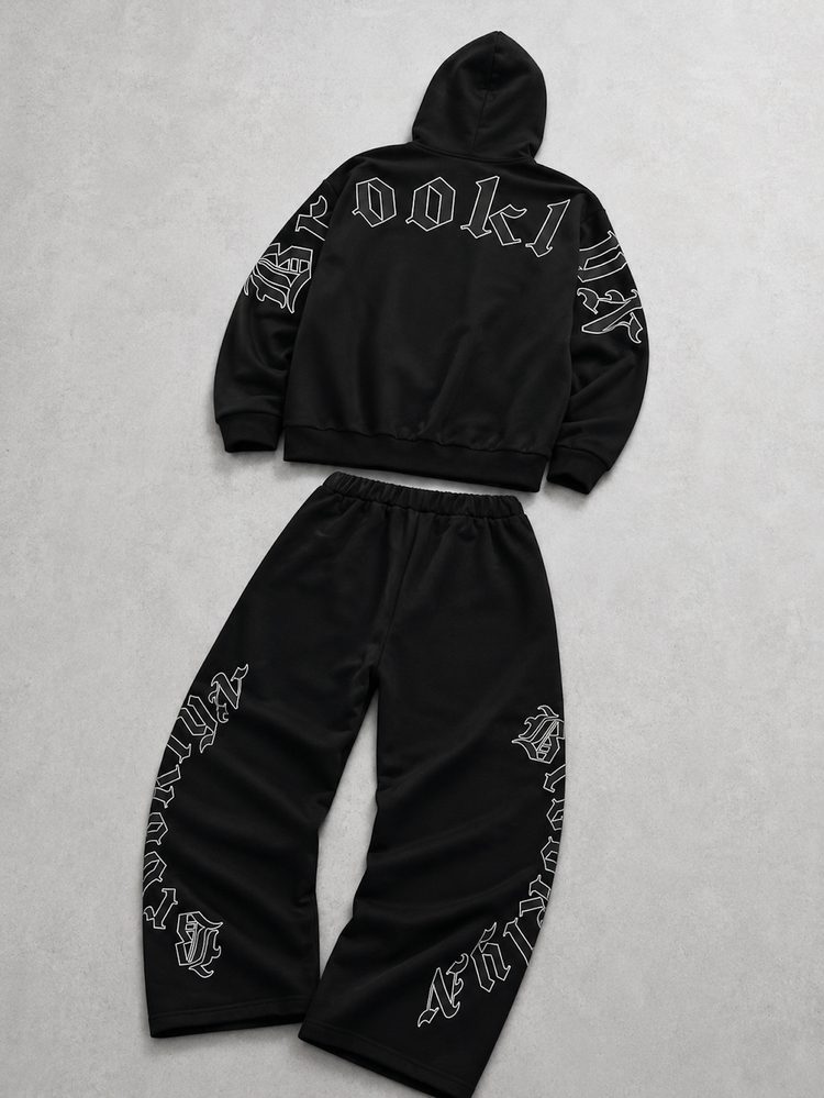 2pcs/Set Men's Teen Street Style Floral Print All-Over Hoodie Pullover & Straight Leg Sweatpants Set, Suitable For Streetwear Looks, Unisex - Multicolor - View 2