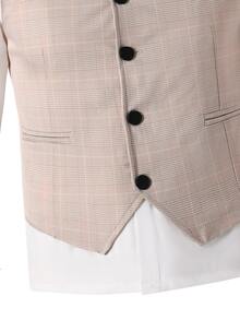 Teenager 2026 Khaki Plaid Suit Set: Sleeveless Vest + Trousers, Gentleman Style For Daily Wear, Back To School, Performance, Wedding, Christmas - Khaki - View 6