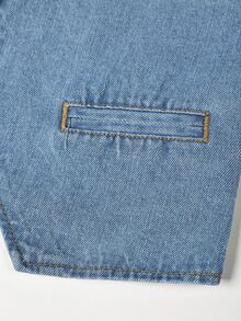 GlowEve CURVE Plus Size Women's V-Neck Tie Front Casual Daily Denim Jacket - Light Wash - View 7