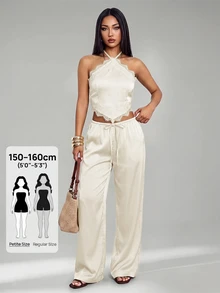 SHEIN PETITE Women Two-piece Outfits - Aprikot - View 4