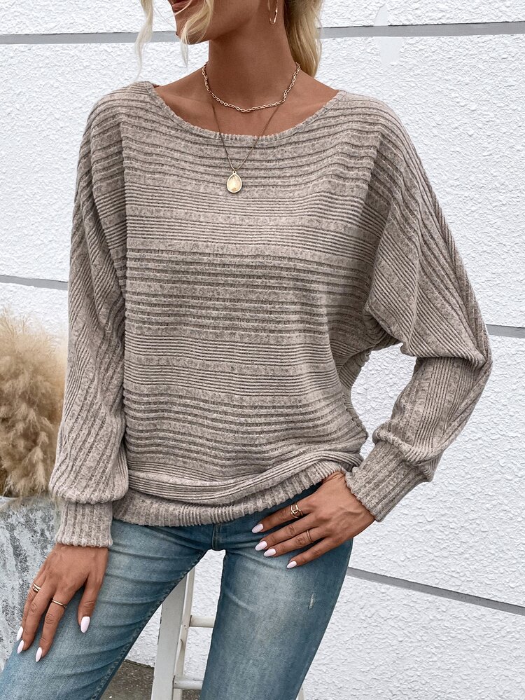 EMERY ROSE Sudadera de manga de murciélago sólida, blusas de manga larga para graduación, regreso a la escuela, graduación, maestras, sudadera de regreso a la escuela para otoño - Caqui - Añade 5