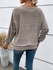 EMERY ROSE Sudadera de manga de murciélago sólida, blusas de manga larga para graduación, regreso a la escuela, graduación, maestras, sudadera de regreso a la escuela para otoño - Caqui - Ver 2