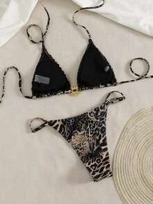 Swim SXY Gradient Color Beach Vacation Triangle Cup Gold Accessory Bikini Set, Summer Outfits For Women - Multicolor - View 5