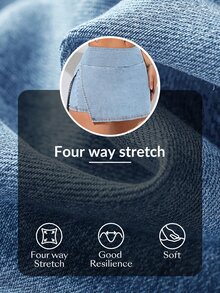 Flexra Women's Summer Casual Side Slit Denim Skirt - Blue - View 6