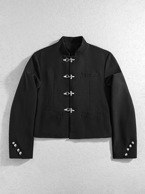 ROMWE MEN Men's Loose Fit Blazer With Metal Button Decor