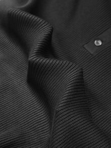 Colvenic Men's Fashion Versatile Button Half-Placket Long Sleeve Knit Top - Black - View 6