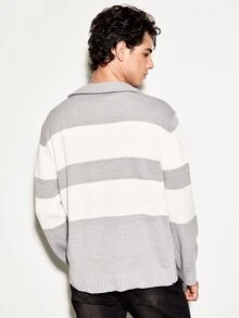 Colvenic Men's Colorblock Casual Versatile Daily Wear Knit Top - Grey - View 6