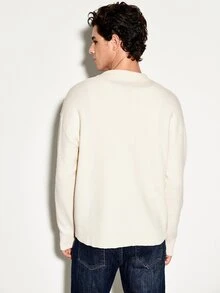 Colvenic Men's Solid Color Casual Daily Long Sleeve Sweater - Apricot - View 6