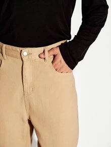 Colvenic Men's Casual Versatile Daily Wear Denim Jeans With Pockets - Coffee Brown - View 2