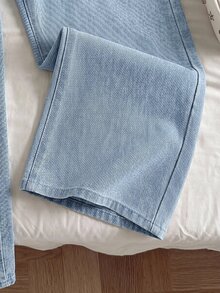 Tween Girl Pocket Wide Leg Blue Denim Loose Long Pants World Cup Independence Day Beach - Blue - View 8
