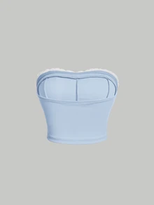 SHEIN MOD Bow Front Tube Top - Blue - View 2
