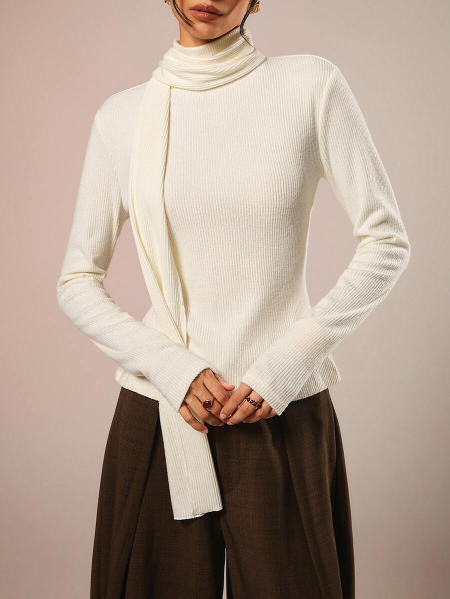 COSMINA Women's Casual Elegant All-Match Versatile Cream Color Top - Apricot - View 1