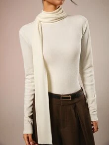COSMINA Women's Casual Elegant All-Match Versatile Cream Color Top - Apricot - View 7