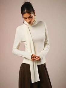 COSMINA Women's Casual Elegant All-Match Versatile Cream Color Top - Apricot - View 4