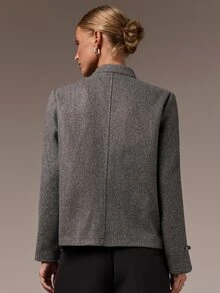 COSMINA Women's Casual Elegant Grey Chinese Style Frog Button Regular Jacket, Autumn Jacket, Daily All-Match Versatile Outerwear - Dark Grey - View 2