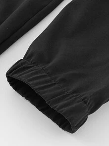 Manfinity EMRG Men's Retro Sport Black And White Colorblock Frog Button Stand Collar Jacket - Black and White - View 8