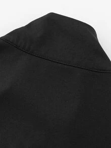 Manfinity EMRG Men's Retro Sport Black And White Colorblock Frog Button Stand Collar Jacket - Black and White - View 5