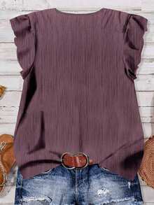 Rusticease Women's Casual Minimalist Solid Color Shirt Suitable For Summer - Purple - View 2