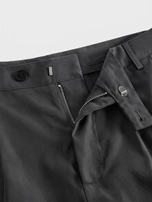 SWAVVY Men's Solid Color Pleated Wide Leg Loose Casual Long Pants - Dark Grey - View 5