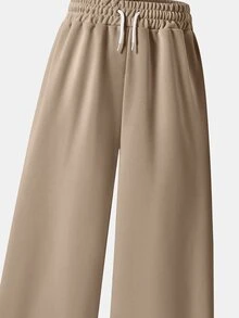 SHEIN Sparklyn Teen Girls Curved Leg Loose Khaki Sweatpants, Casual Fashion All-Match Versatile Sports Long Pants, Suitable For Dancing, School, And Sports - Khaki - View 6