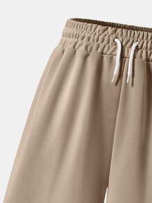 SHEIN Sparklyn Teen Girls Curved Leg Loose Khaki Sweatpants, Casual Fashion All-Match Versatile Sports Long Pants, Suitable For Dancing, School, And Sports - Khaki - View 5