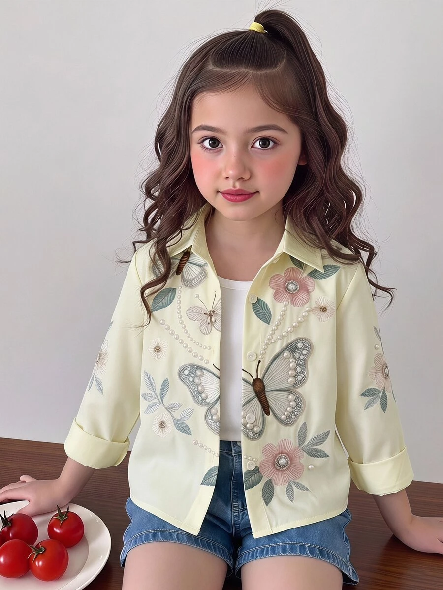 SHEIN Young Girls Blouses - Yellow - View 1