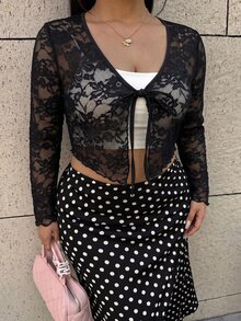 GalTyme Women's Plus Size Floral Flocked Pattern Top - Black - View 3