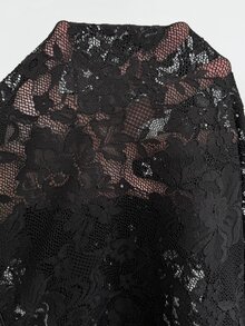 GalTyme Women's Plus Size Floral Flocked Pattern Top - Black - View 9