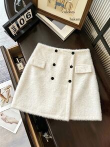 GlowEve CURVE Plus Size Women's Button Fashion Versatile Date & Travel Skirt - Beige - View 4